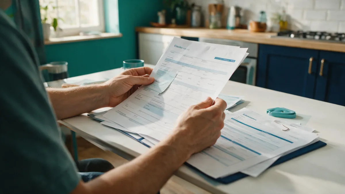 Person reviewing health coverage deadlines and medical documents at home.