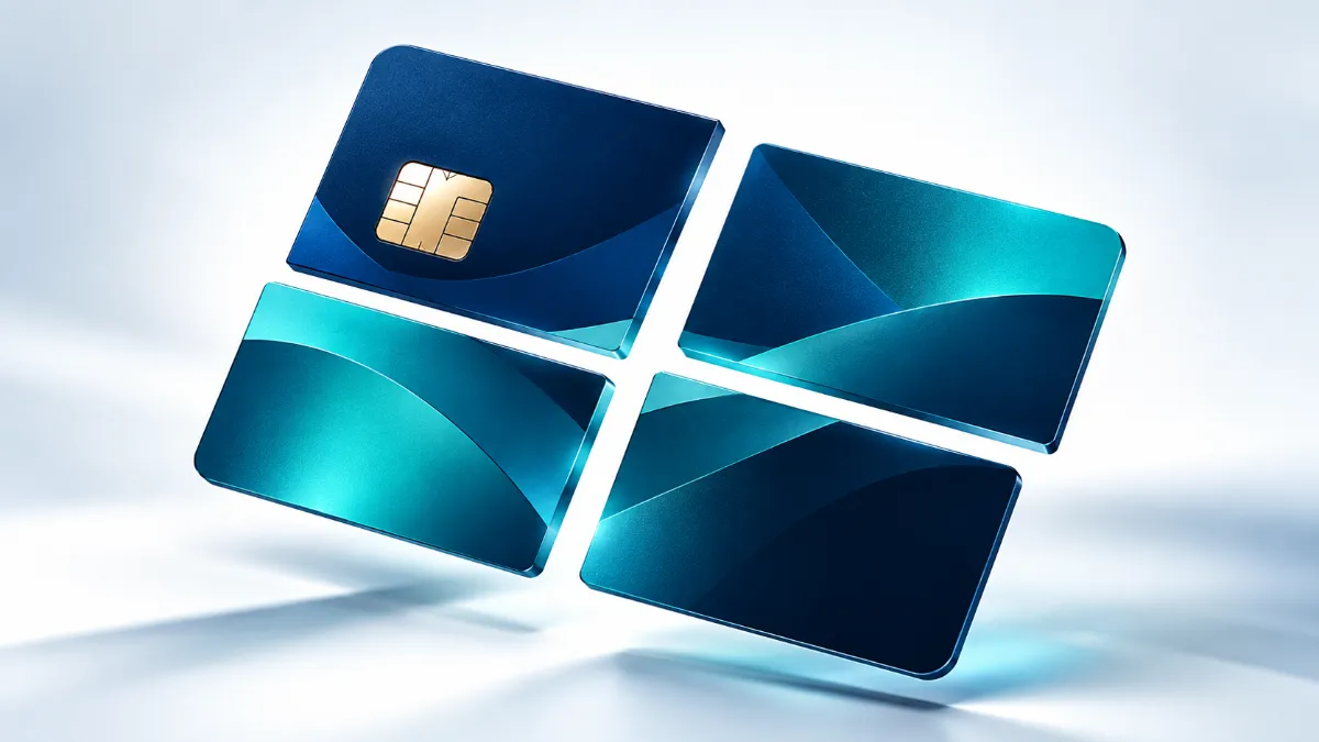 4-credit-card Credit card splitting into four puzzle pieces — BNPL installment financing.