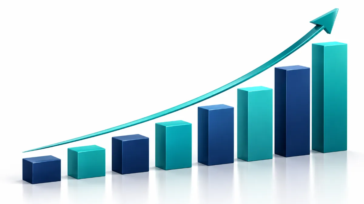 Block-chart Visual representation of an average yearly raise percentage based on economic data.