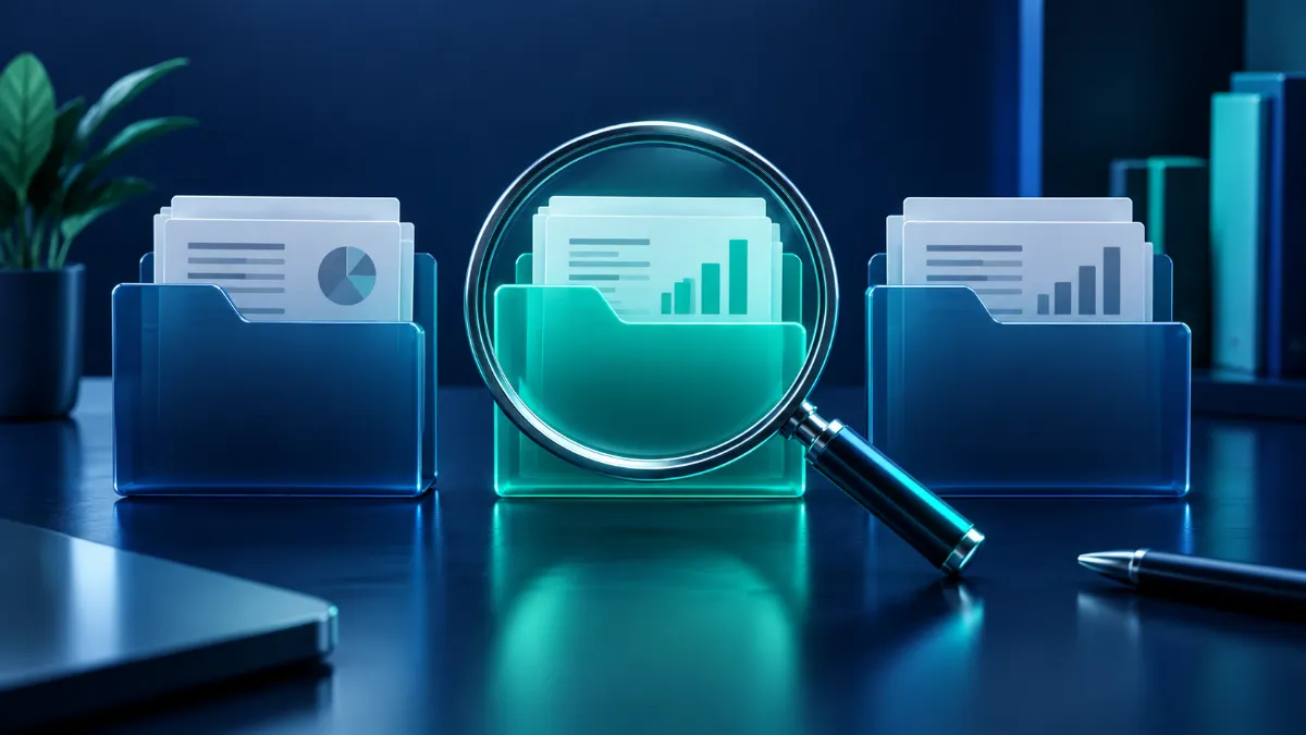 Magnifying glass over loan documents highlighting how to find the best personal loan lenders.