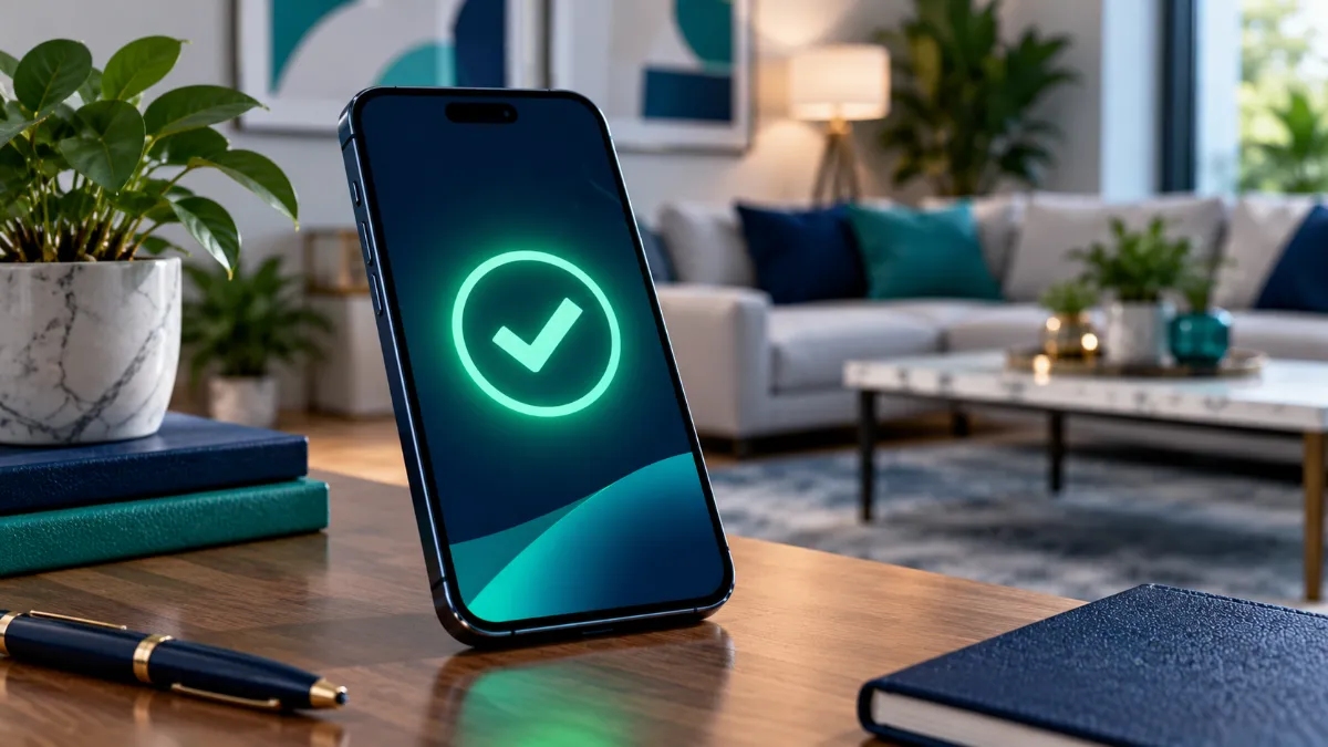Smartphone showing personal loan approval odds success screen with a green checkmark.