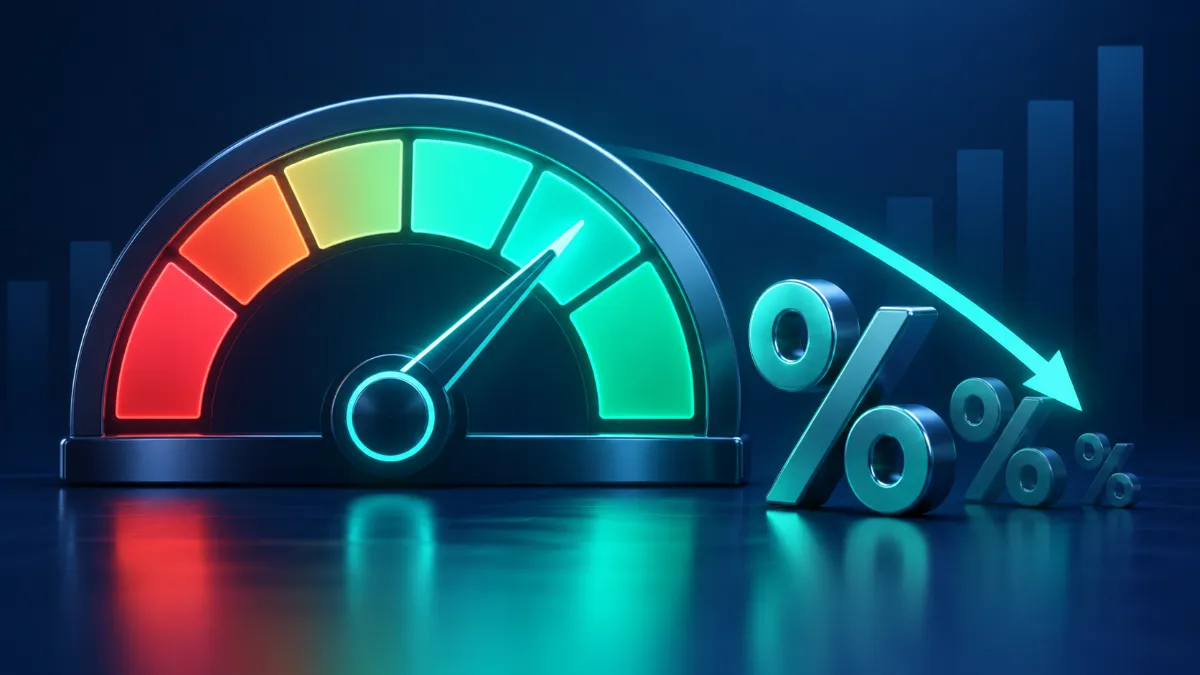 Credit score dial illustrating how an excellent score unlocks a good credit loan APR.