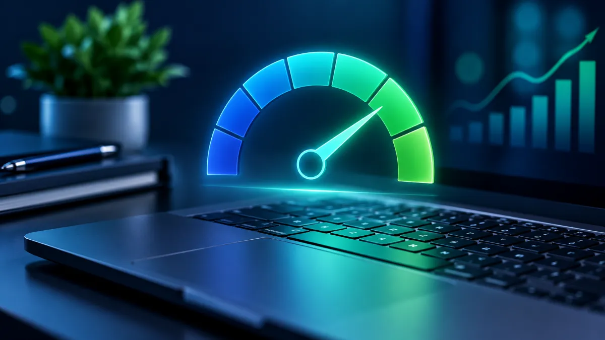 Credit score meter illustrating credit reporting agencies tracking consumer debt.