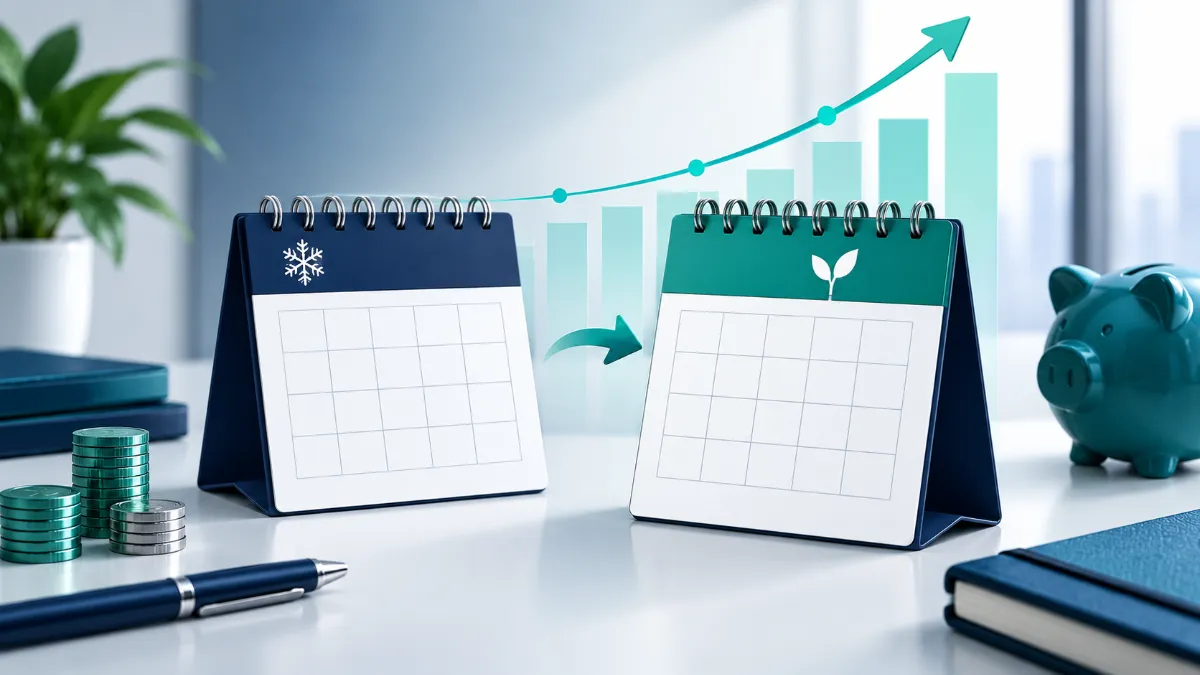 December-to-January-Calander Calendar graphic showing post-holiday debt carrying over into the new year.