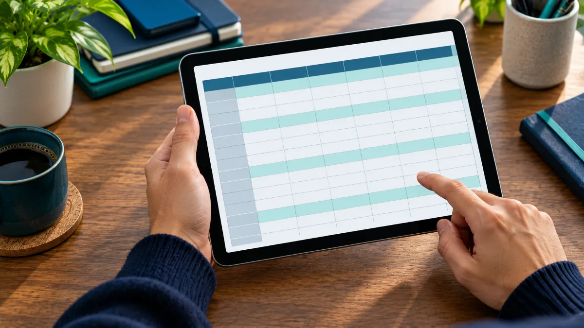 A digital spreadsheet template used for building a Christmas budget.