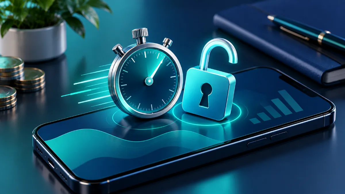 Digital stopwatch and open padlock showing how to temporarily unfreeze your credit report.