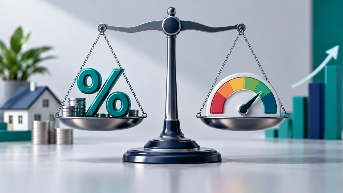 Visualization of interest rate based on credit score tiers and how loan costs fluctuate.