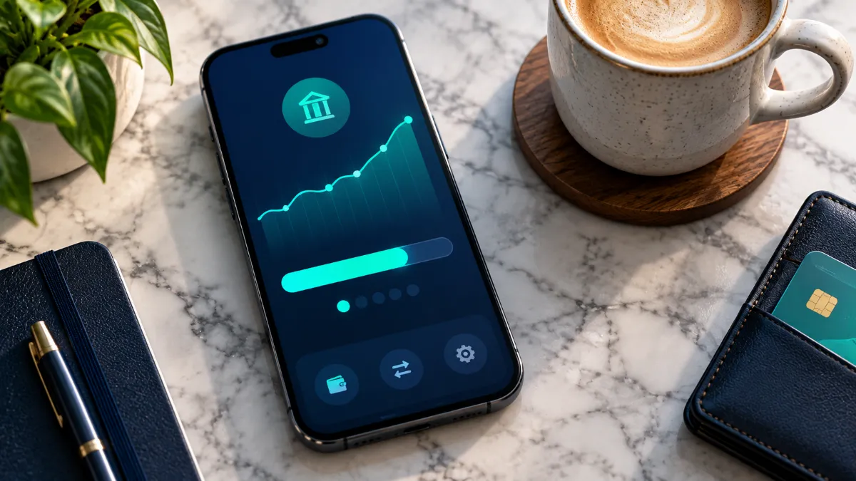 A smartphone banking app tracking a Christmas savings account and holiday savings goal.