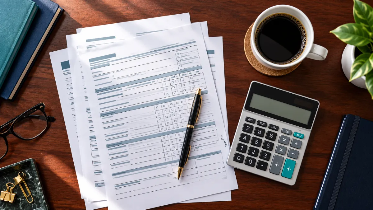 Tax-Paperworks Taxable account paperwork and calculator showing deduction offsets.