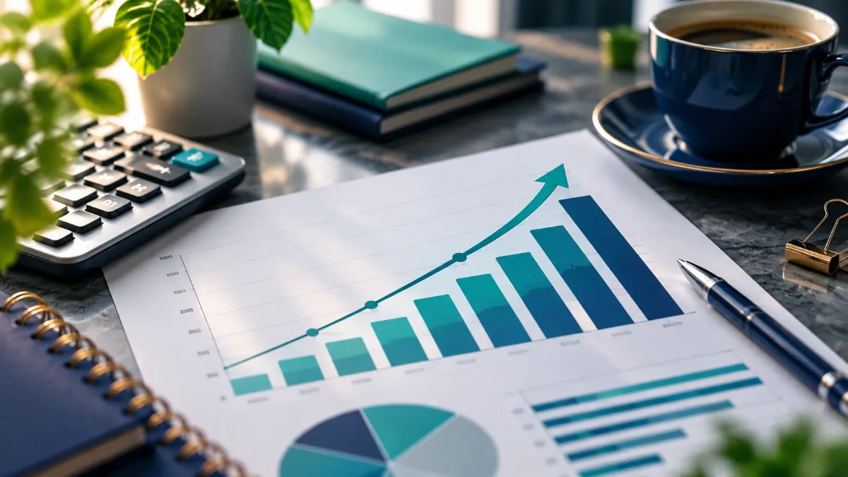 Upward-Finance-Chart Preparing compensation negotiation strategies at a desk.