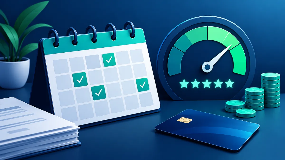 Tracking billing cycle and on-time payments to boost FICO score.
