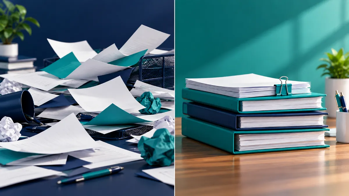 planning-cash-flow Managing seasonal cash flow — organized vs disorganized financial documents.