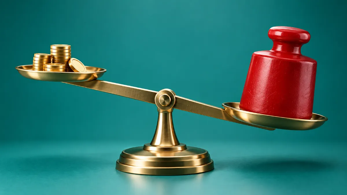 rewards-balance-scale Interest versus rewards balance scale illustration.