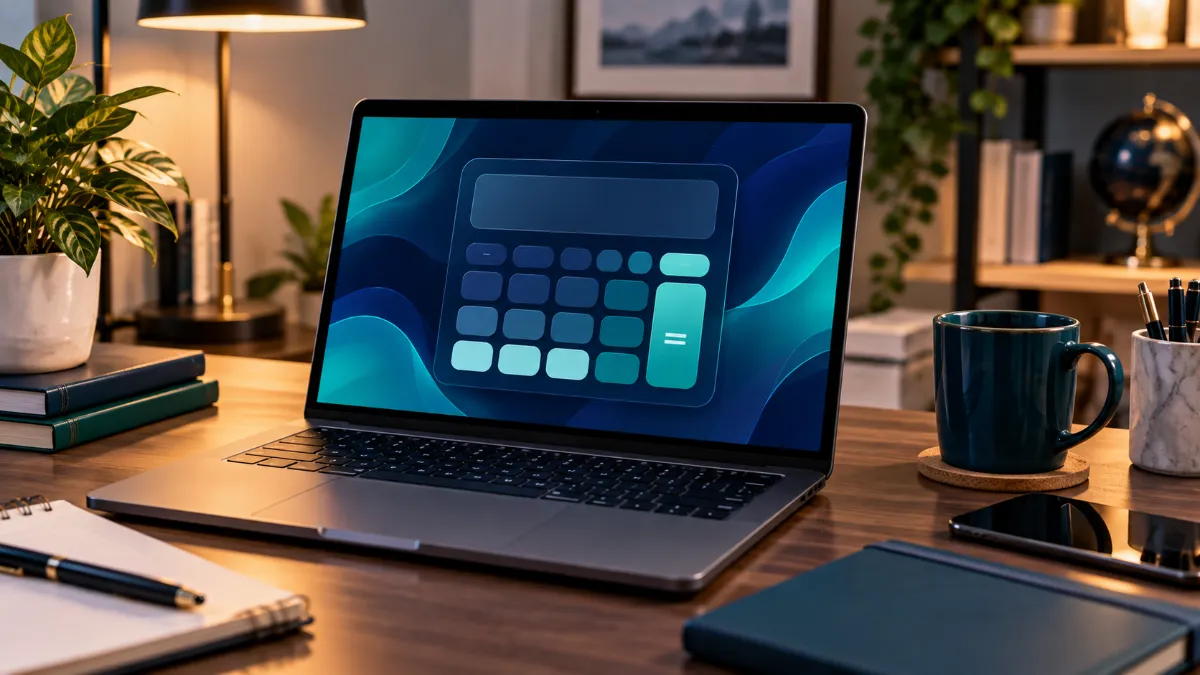 sleek-laptop Home loan payment calculator being used to compare 30-year mortgage financing costs.