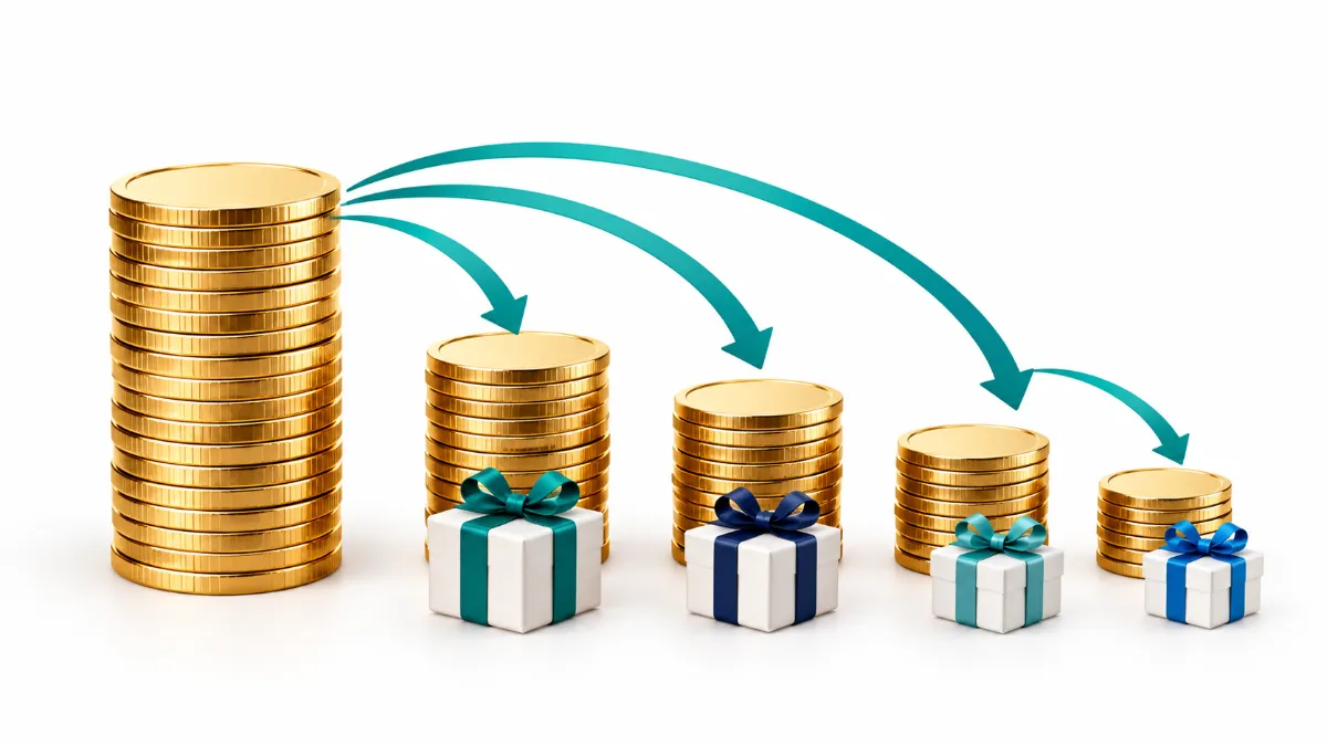 Splitting a gift budget across different recipients based on family expectations.