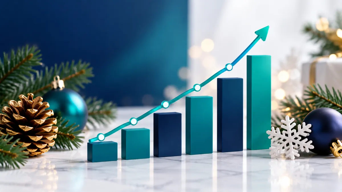Abstract chart showing upward consumer spending trends for holiday budget.