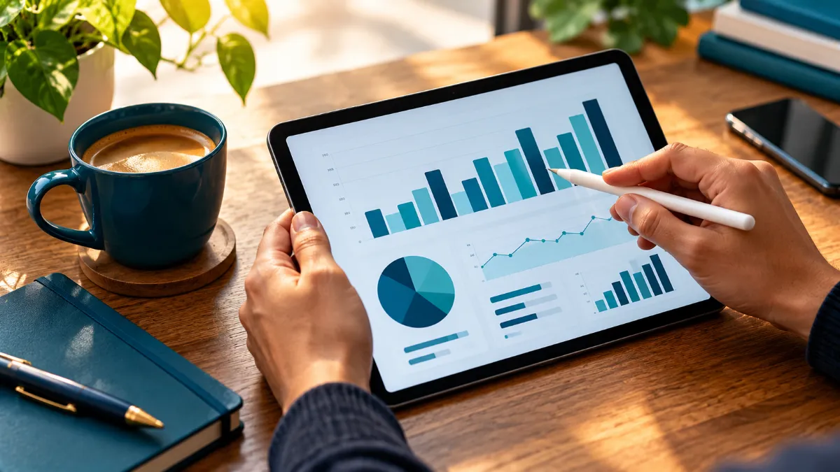 Financial-Analytics Investor reviewing adjusted cost basis and IRS Form 8949 data on a tablet.