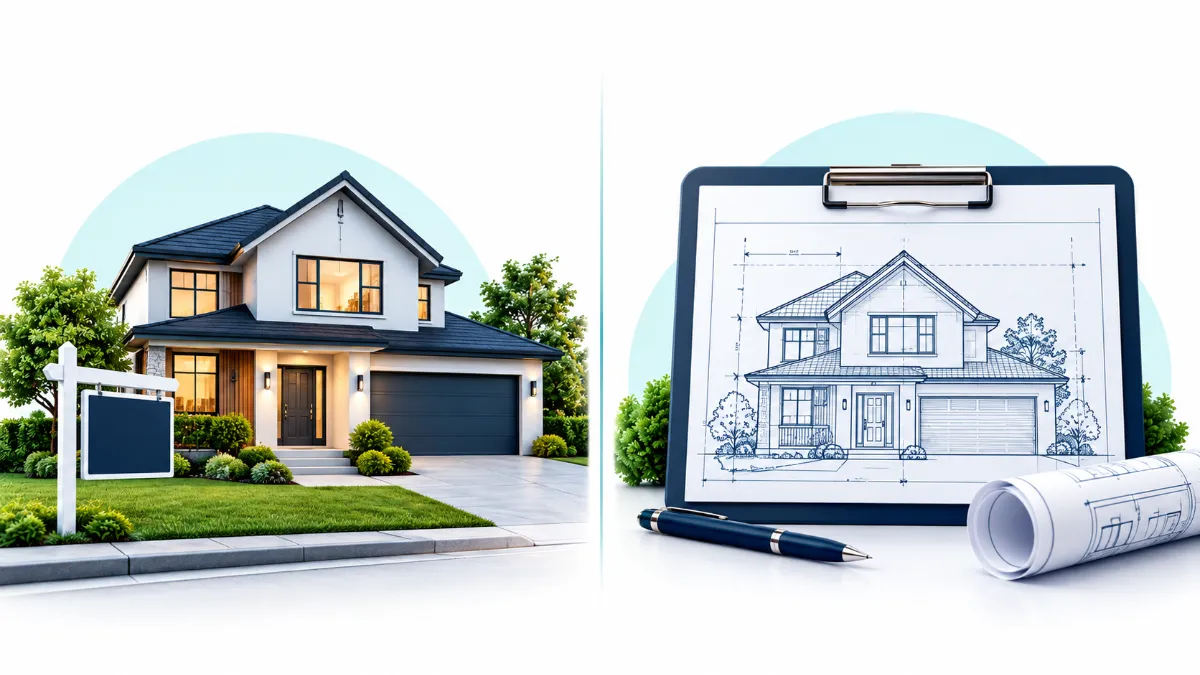 House-Blueprint A side-by-side comparison showing a home's market value versus local assessed value.