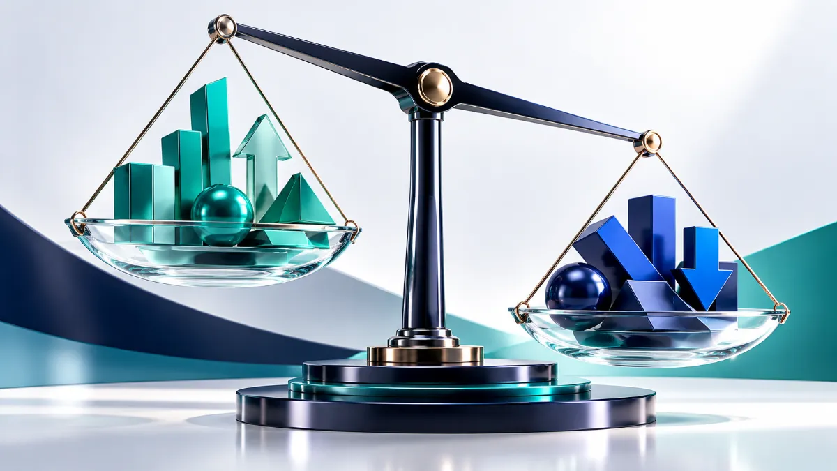 glass-balance-scale A balance scale illustrating how capital asset sale gains and losses offset each other for taxes.