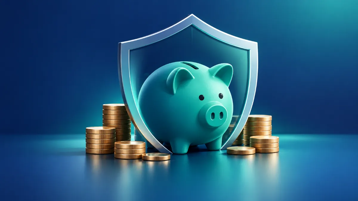 hield-over-piggy-bank A conceptual piggy bank showing protection of emergency cash flow from unexpected bills.